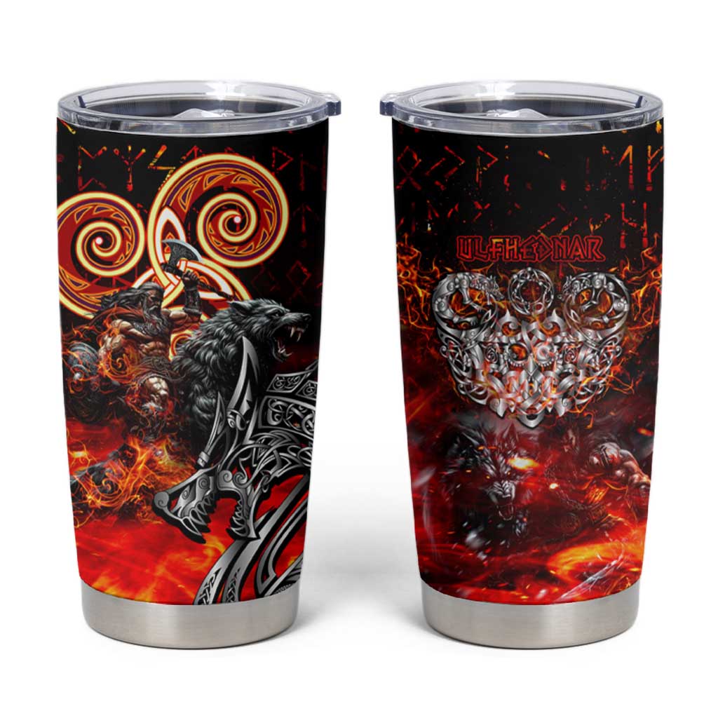 Ulfhednar Wofl Warrior Viking Tumbler Cup Runes Norse Mythology Fire