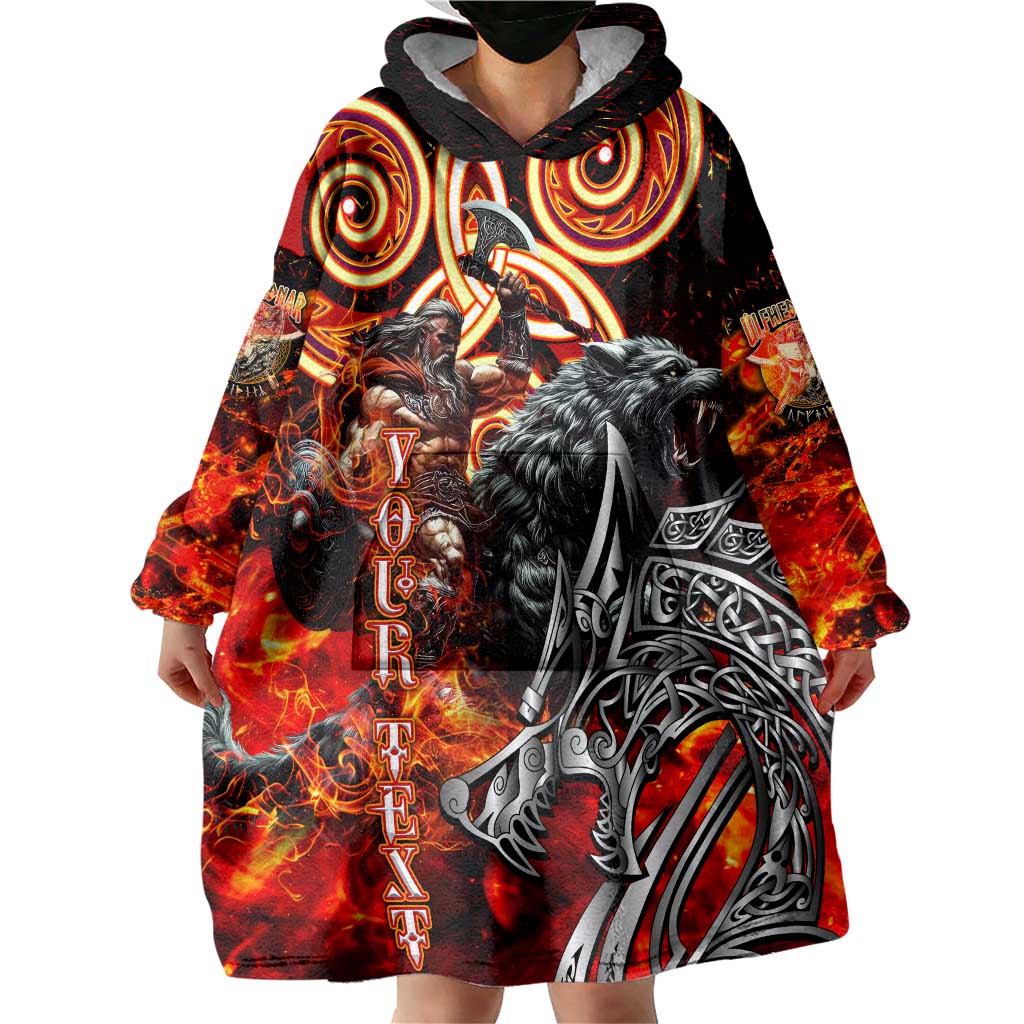 Ulfhednar Wofl Warrior Viking Wearable Blanket Hoodie Runes Norse Mythology Fire