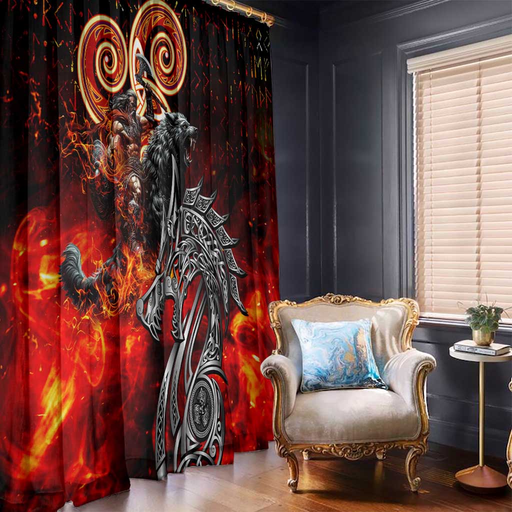 Ulfhednar Wofl Warrior Viking Window Curtain Runes Norse Mythology Fire