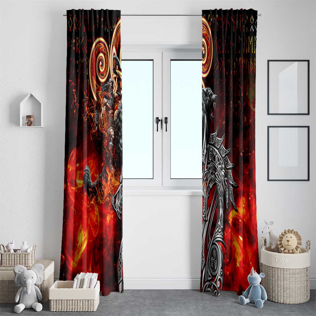 Ulfhednar Wofl Warrior Viking Window Curtain Runes Norse Mythology Fire