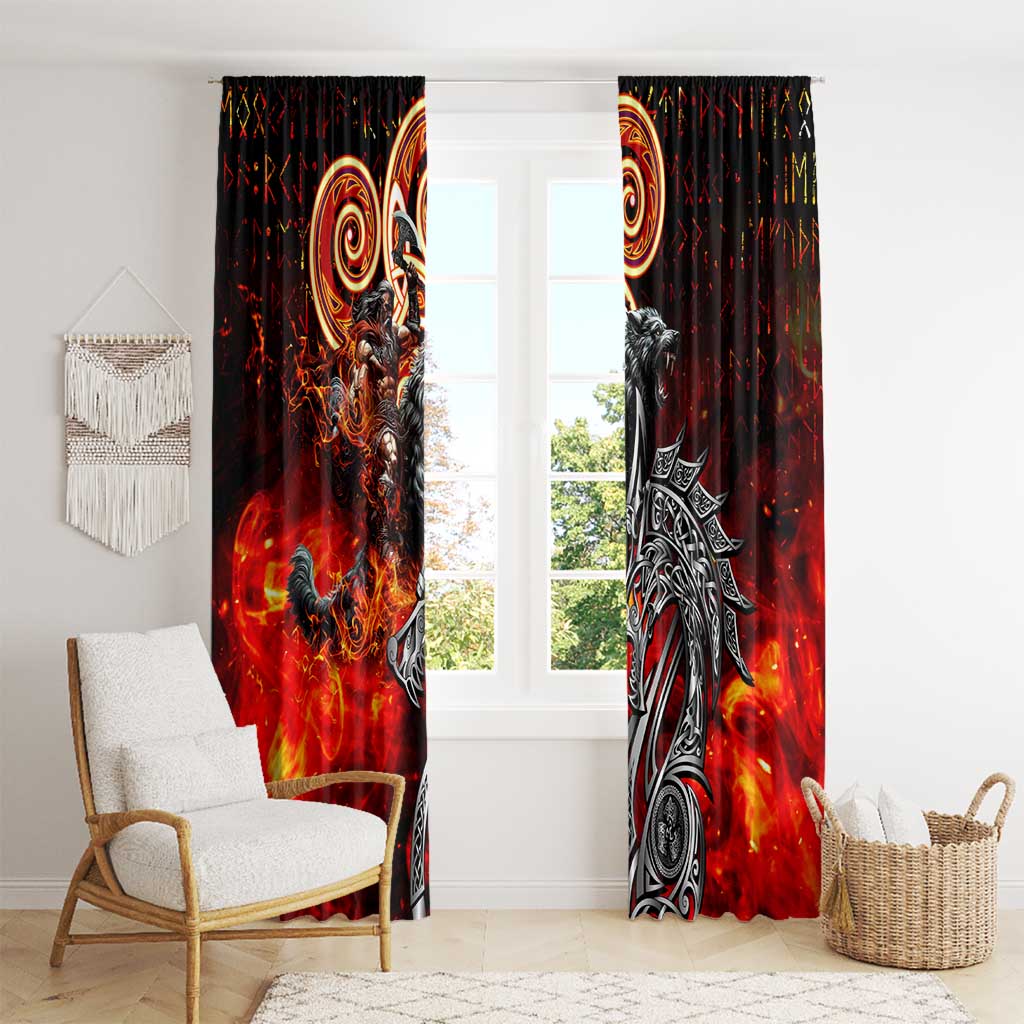 Ulfhednar Wofl Warrior Viking Window Curtain Runes Norse Mythology Fire