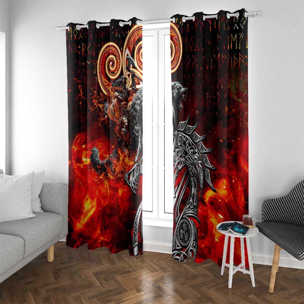 Ulfhednar Wofl Warrior Viking Window Curtain Runes Norse Mythology Fire