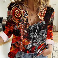 Ulfhednar Wofl Warrior Viking Women Casual Shirt Runes Norse Mythology Fire