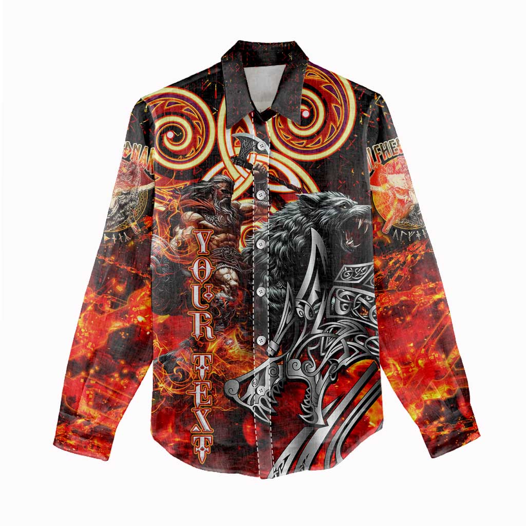 Ulfhednar Wofl Warrior Viking Women Casual Shirt Runes Norse Mythology Fire