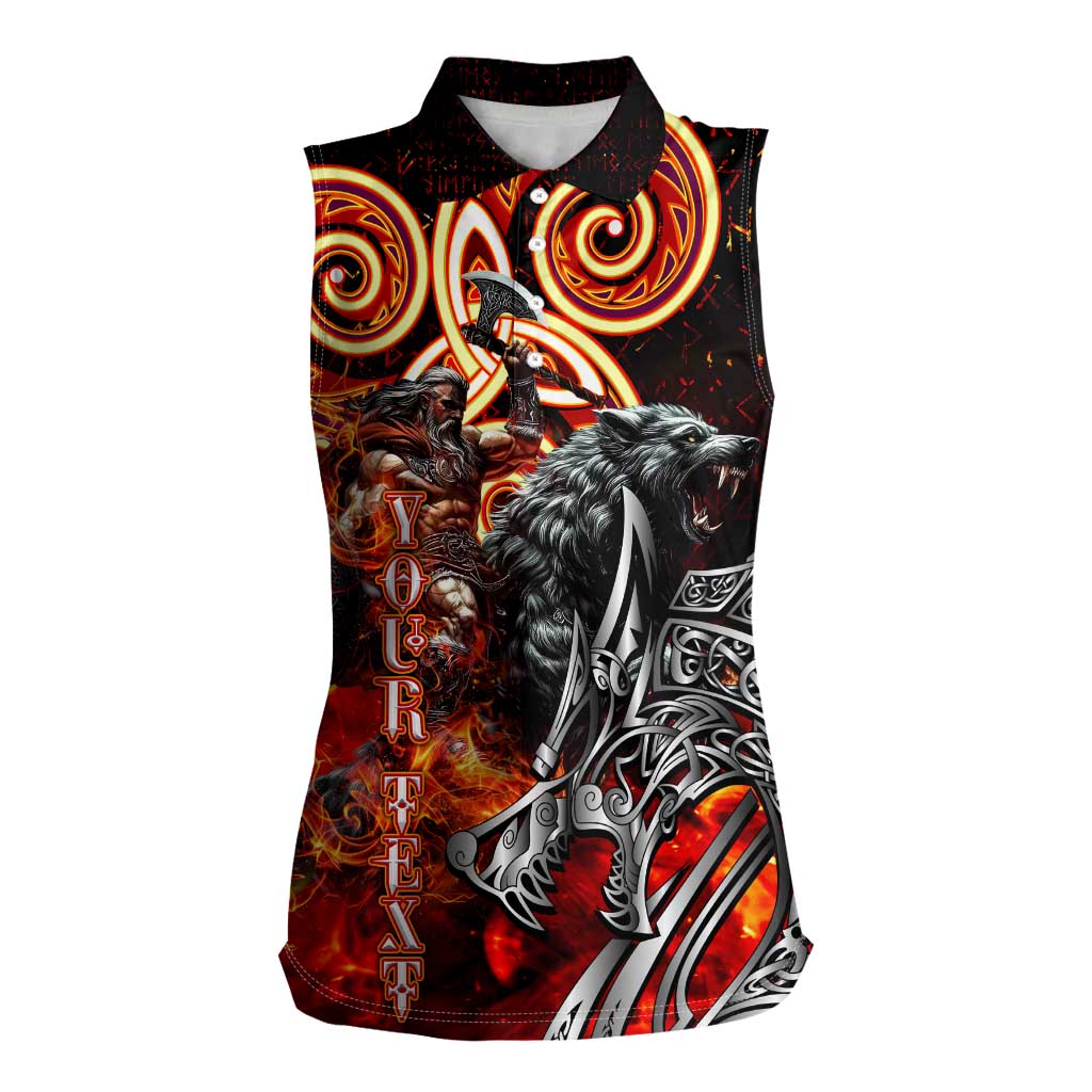 Ulfhednar Wofl Warrior Viking Women Sleeveless Polo Shirt Runes Norse Mythology Fire