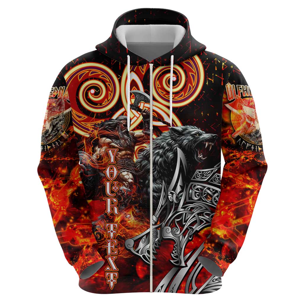 Ulfhednar Wofl Warrior Viking Zip Hoodie Runes Norse Mythology Fire