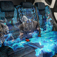 Jofurr Boar Warrior Viking Back Car Seat Cover Frost Viking Runes Blue Flame