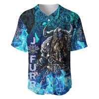 Jofurr Boar Warrior Viking Baseball Jersey Frost Viking Runes Blue Flame