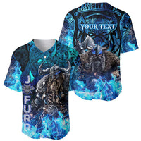 Jofurr Boar Warrior Viking Baseball Jersey Frost Viking Runes Blue Flame