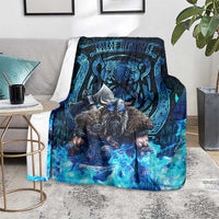 Jofurr Boar Warrior Viking Blanket Frost Viking Runes Blue Flame