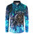 Jofurr Boar Warrior Viking Button Sweatshirt Frost Viking Runes Blue Flame