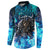Jofurr Boar Warrior Viking Button Sweatshirt Frost Viking Runes Blue Flame