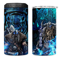 Jofurr Boar Warrior Viking 4 in 1 Can Cooler Tumbler Frost Viking Runes Blue Flame