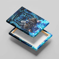 Jofurr Boar Warrior Viking Canvas Wall Art Frost Viking Runes Blue Flame