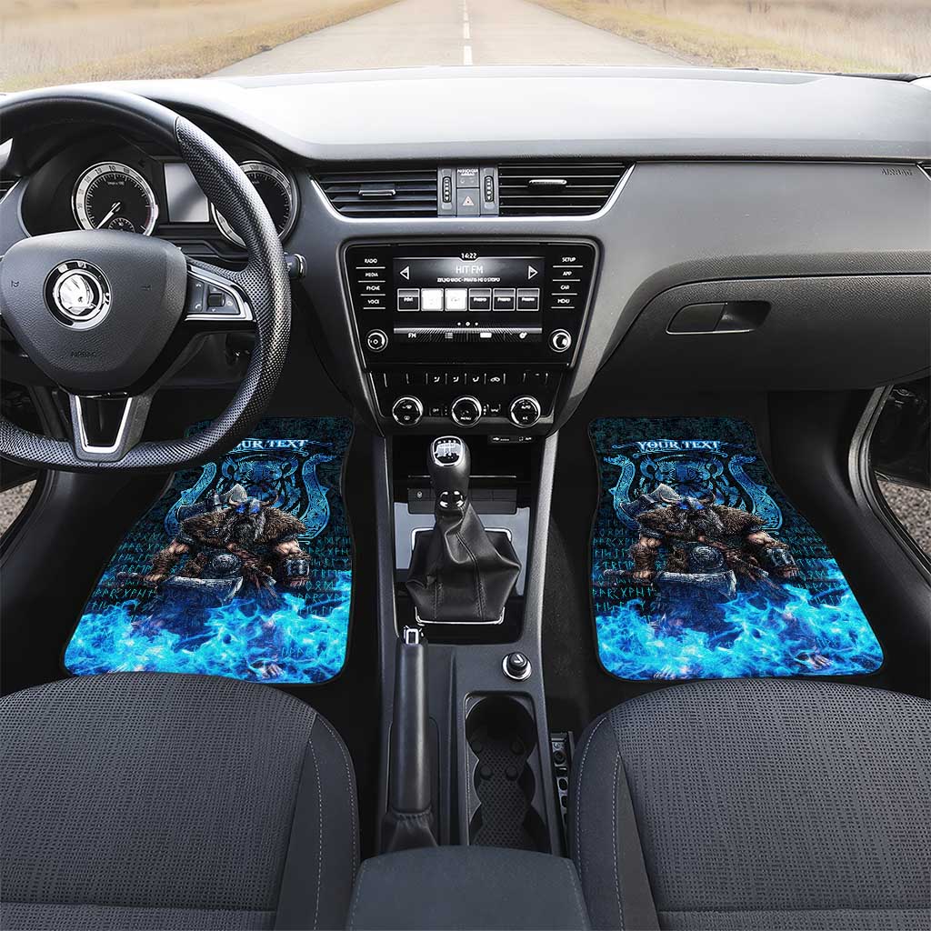 Jofurr Boar Warrior Viking Car Mats Frost Viking Runes Blue Flame