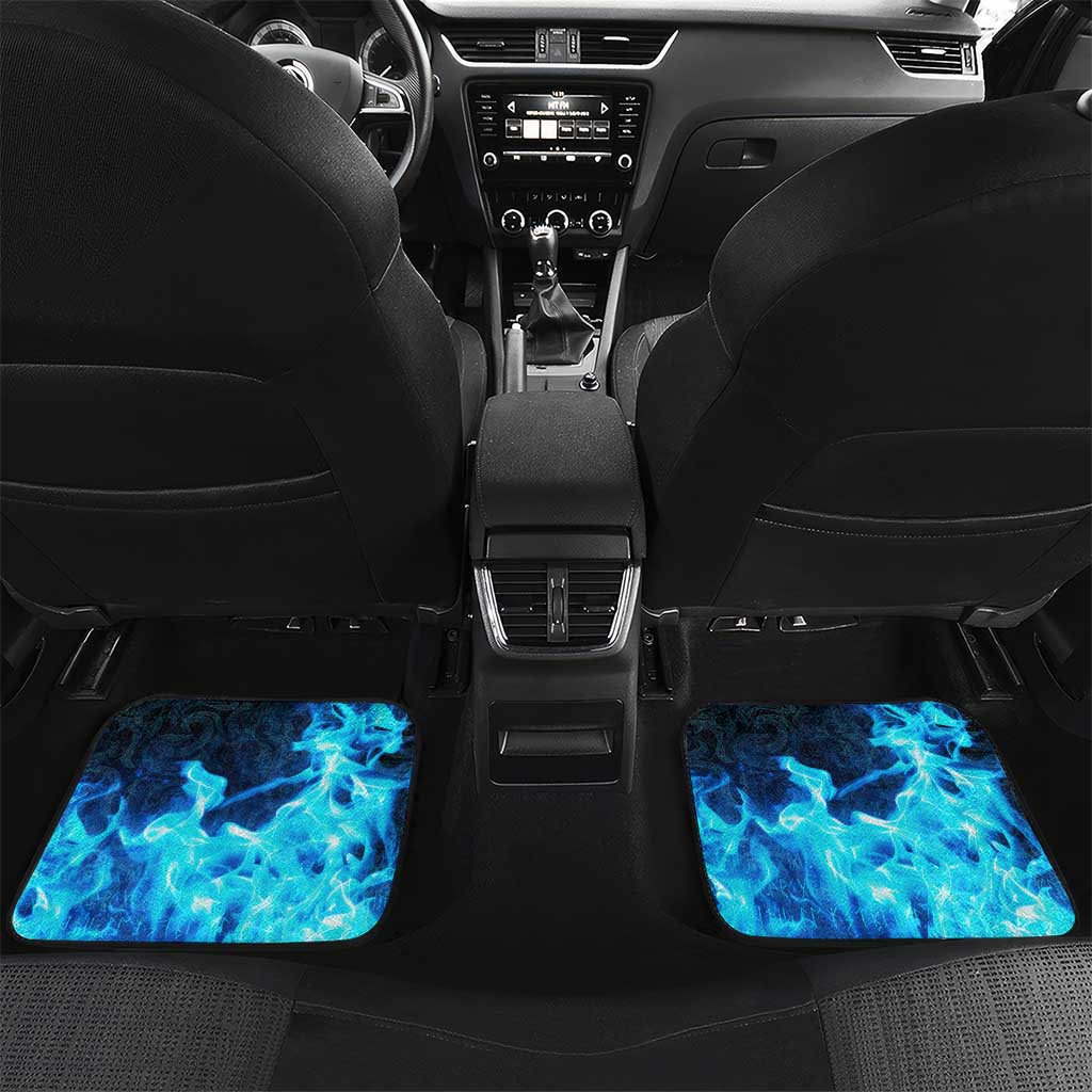 Jofurr Boar Warrior Viking Car Mats Frost Viking Runes Blue Flame