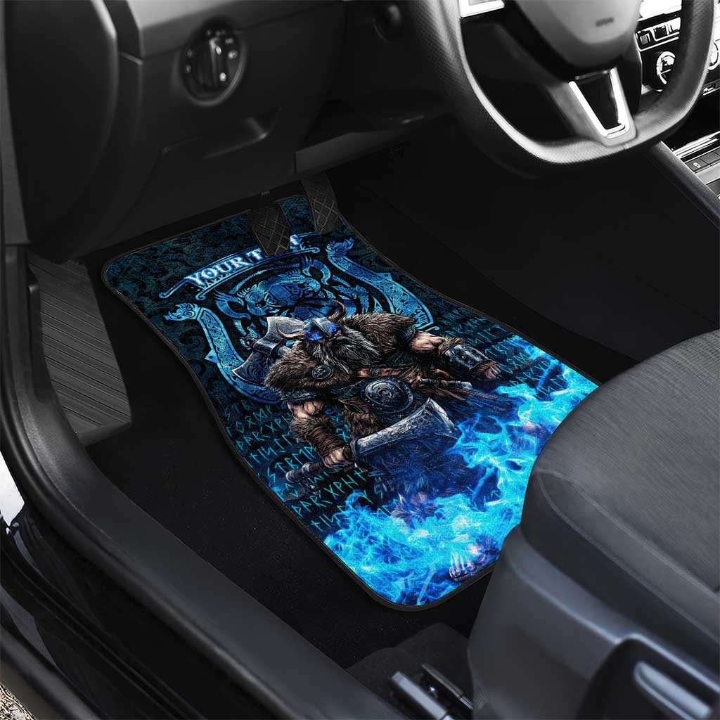Jofurr Boar Warrior Viking Car Mats Frost Viking Runes Blue Flame