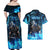 Jofurr Boar Warrior Viking Couples Matching Off Shoulder Maxi Dress and Hawaiian Shirt Frost Viking Runes Blue Flame