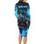 Jofurr Boar Warrior Viking Family Matching Long Sleeve Bodycon Dress and Hawaiian Shirt Frost Viking Runes Blue Flame
