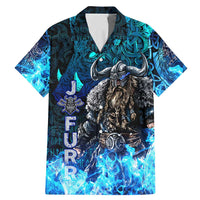 Jofurr Boar Warrior Viking Family Matching Mermaid Dress and Hawaiian Shirt Frost Viking Runes Blue Flame