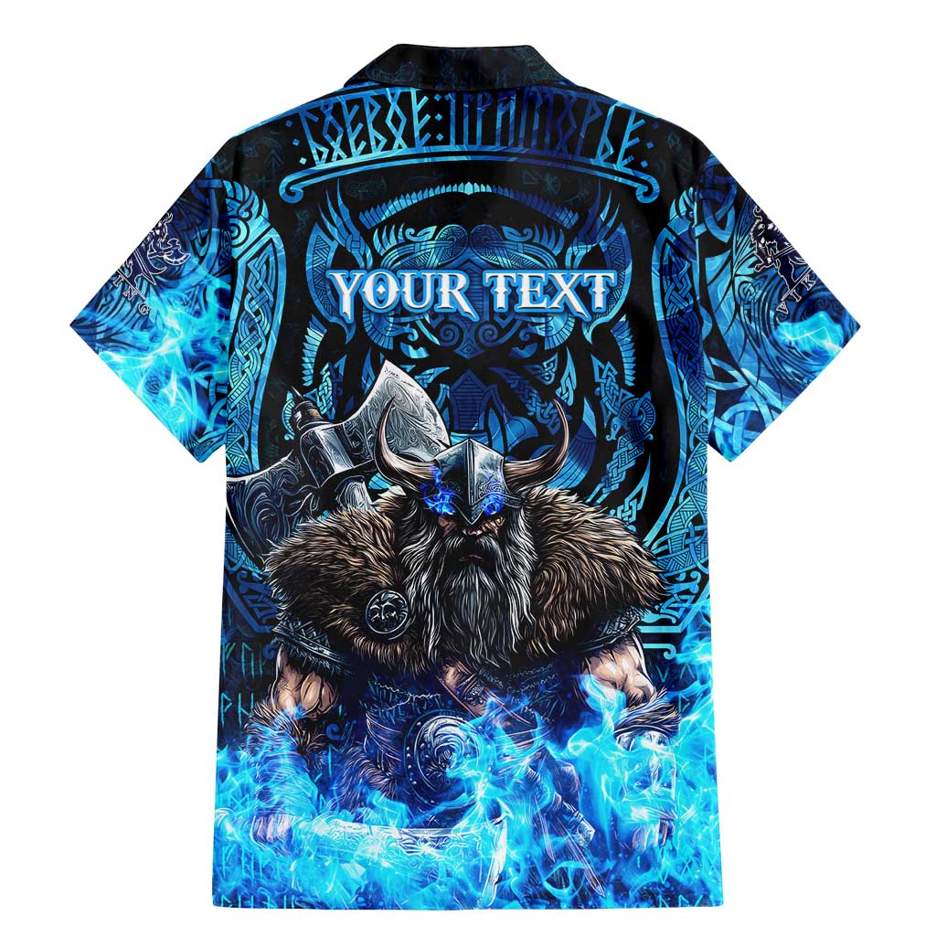Jofurr Boar Warrior Viking Family Matching Mermaid Dress and Hawaiian Shirt Frost Viking Runes Blue Flame