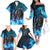 Jofurr Boar Warrior Viking Family Matching Off The Shoulder Long Sleeve Dress and Hawaiian Shirt Frost Viking Runes Blue Flame