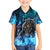 Jofurr Boar Warrior Viking Family Matching Off The Shoulder Long Sleeve Dress and Hawaiian Shirt Frost Viking Runes Blue Flame