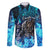 Jofurr Boar Warrior Viking Family Matching Off Shoulder Maxi Dress and Hawaiian Shirt Frost Viking Runes Blue Flame