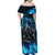 Jofurr Boar Warrior Viking Family Matching Off Shoulder Maxi Dress and Hawaiian Shirt Frost Viking Runes Blue Flame