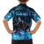 Jofurr Boar Warrior Viking Family Matching Summer Maxi Dress and Hawaiian Shirt Frost Viking Runes Blue Flame