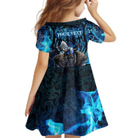 Jofurr Boar Warrior Viking Family Matching Summer Maxi Dress and Hawaiian Shirt Frost Viking Runes Blue Flame