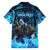 Jofurr Boar Warrior Viking Family Matching Summer Maxi Dress and Hawaiian Shirt Frost Viking Runes Blue Flame