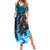 Jofurr Boar Warrior Viking Family Matching Summer Maxi Dress and Hawaiian Shirt Frost Viking Runes Blue Flame