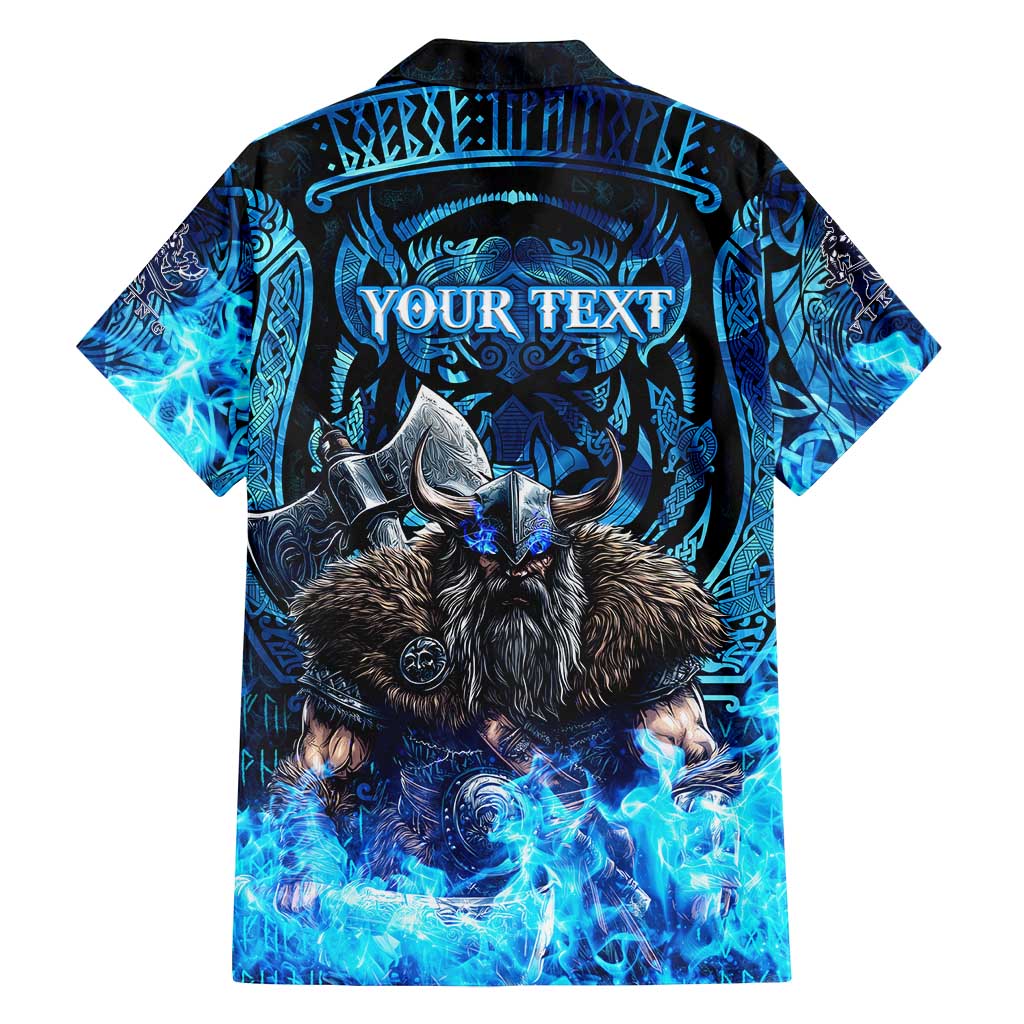 Jofurr Boar Warrior Viking Family Matching Tank Maxi Dress and Hawaiian Shirt Frost Viking Runes Blue Flame