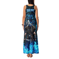 Jofurr Boar Warrior Viking Family Matching Tank Maxi Dress and Hawaiian Shirt Frost Viking Runes Blue Flame
