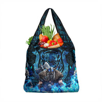 Jofurr Boar Warrior Viking Grocery Bag Frost Viking Runes Blue Flame