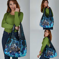 Jofurr Boar Warrior Viking Grocery Bag Frost Viking Runes Blue Flame