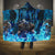 Jofurr Boar Warrior Viking Hooded Blanket Frost Viking Runes Blue Flame