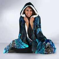 Jofurr Boar Warrior Viking Hooded Blanket Frost Viking Runes Blue Flame