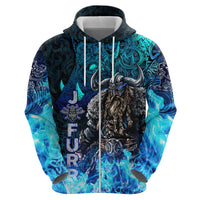 Jofurr Boar Warrior Viking Hoodie Frost Viking Runes Blue Flame