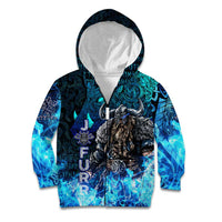 Jofurr Boar Warrior Viking Kid Hoodie Frost Viking Runes Blue Flame