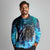 Jofurr Boar Warrior Viking Long Sleeve Polo Shirt Frost Viking Runes Blue Flame