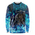 Jofurr Boar Warrior Viking Long Sleeve Shirt Frost Viking Runes Blue Flame