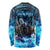 Jofurr Boar Warrior Viking Long Sleeve Shirt Frost Viking Runes Blue Flame