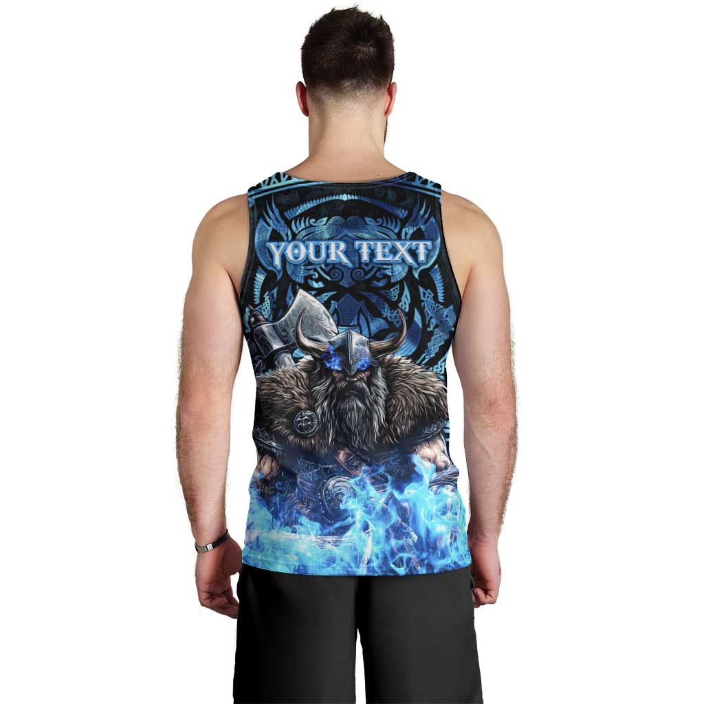 Jofurr Boar Warrior Viking Men Tank Top Frost Viking Runes Blue Flame