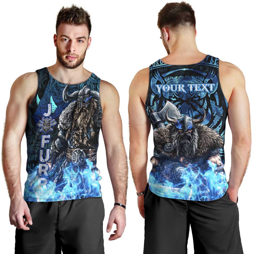Jofurr Boar Warrior Viking Men Tank Top Frost Viking Runes Blue Flame