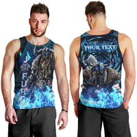 Jofurr Boar Warrior Viking Men Tank Top Frost Viking Runes Blue Flame