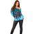 Jofurr Boar Warrior Viking Off Shoulder Sweater Frost Viking Runes Blue Flame