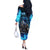 Jofurr Boar Warrior Viking Off The Shoulder Long Sleeve Dress Frost Viking Runes Blue Flame