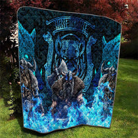Jofurr Boar Warrior Viking Quilt Frost Viking Runes Blue Flame
